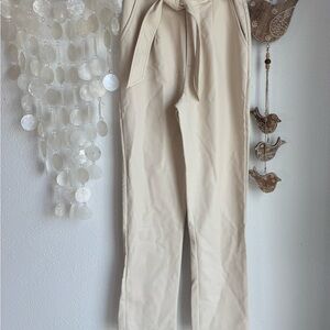 Stylish Cream Tie-Waist Pants